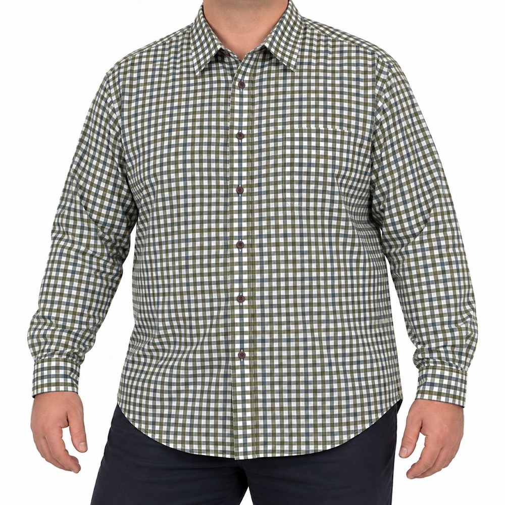 Blue Pronto Uomo Shirt Men XXL  Multicolor Plaid Button Up 100% Cotton Casual